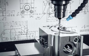 Close up view of a milling machine making product